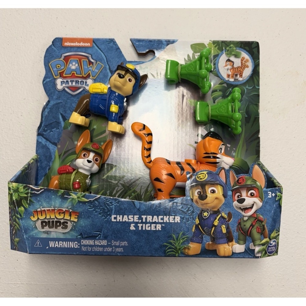 Spin Master Paw Patrol Jungle Pups Chase, Tracker, & Tiger Action Figures New